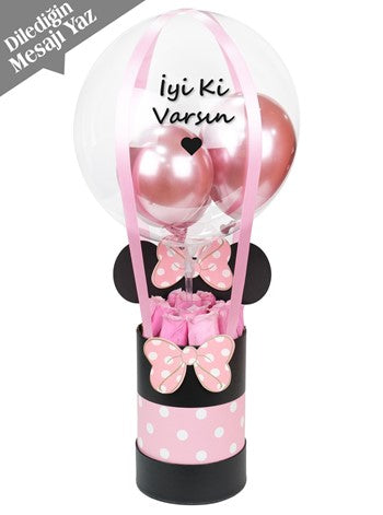Mickey Kutuda Pembe Güller Balon Kutusu