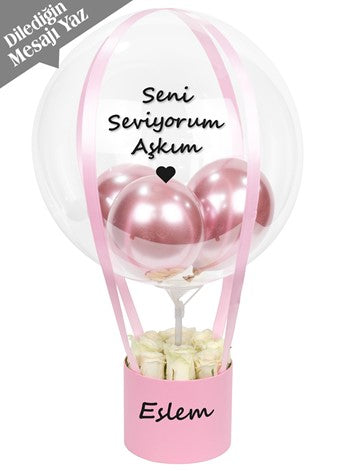 Beyaz Güller Balon Kutusu