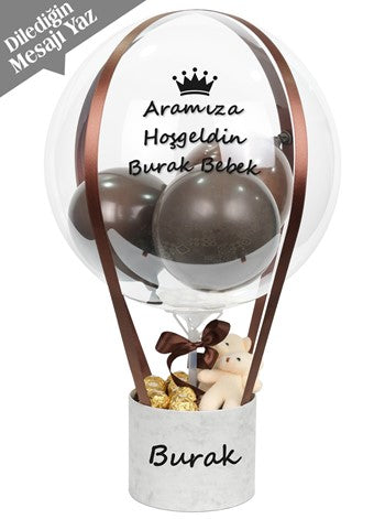 Mermer Desenli Kutuda Çikolata ve Ayıcık