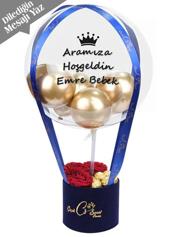 Man Box Chocolatte Rose Kişiye Özel Balon Kutusu
