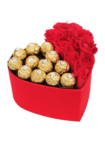Red Box Kırmızı Gül ve Rocher Çikolata