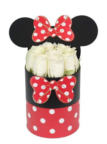 Kırmızı Mickey Kutuda Beyaz Güller