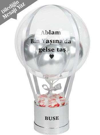 Gümüş Balon Kutusu Raffaello Kişiye Özel