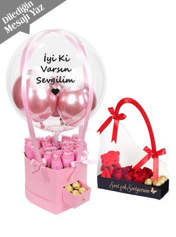 İyi ki Varsın Sevgilim Pembe Güllü Hediye Seti