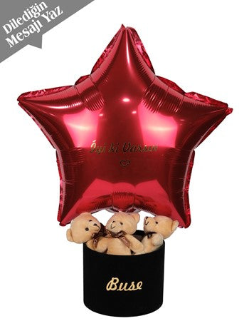 Kişiye Özel Kırmızı Yıldız Balon Kutusu