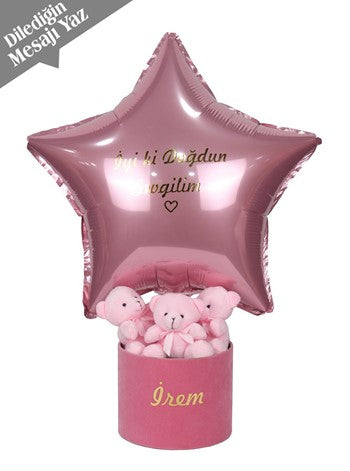 Kişiye Özel Yazılı Pembe Yıldız Balon