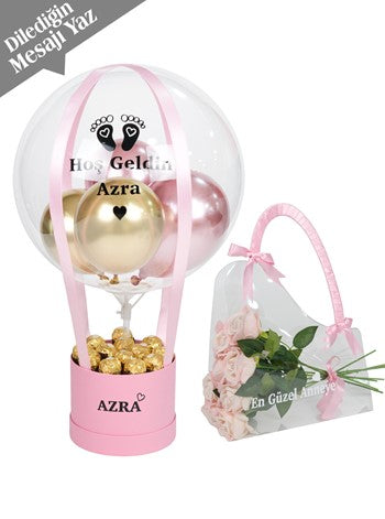 Pembe Gold Çikolatalı Balon Kutusu Seti