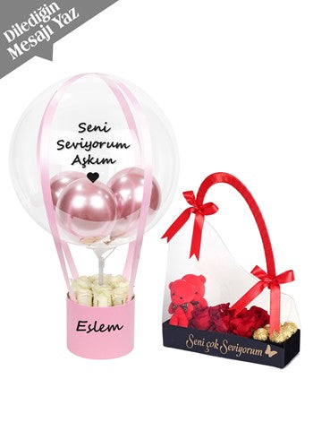 Sevgiliye Çiçekli Hediye Seti