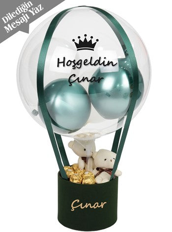 Yeşil Konsept Balon Kutusu Hediyelik