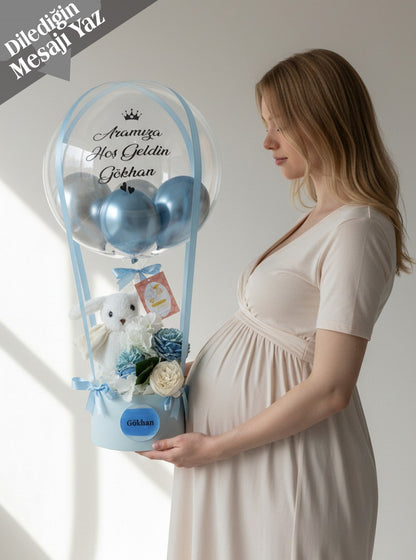 Premium Açık Mavi Balon Kutusu ve Zincirli Çanta Set