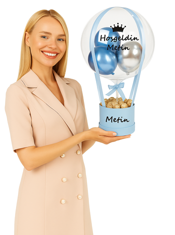 Açık Mavi Balon Kutusu Çikolata