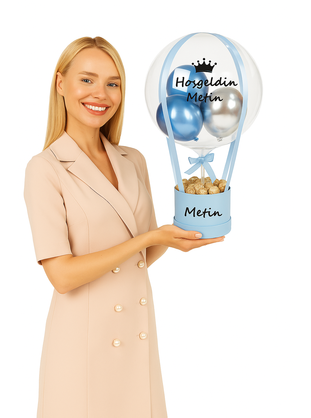 Açık Mavi Balon Kutusu Çikolata