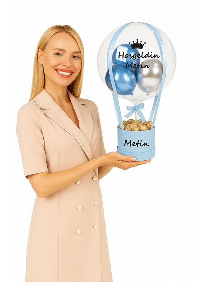 Açık Mavi Balon Kutusu Çikolata
