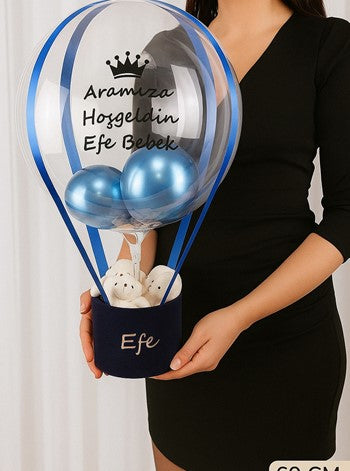 Yenidoğan Ayıcıklı Erkek Bebek Hediyesi Balon Kutusu