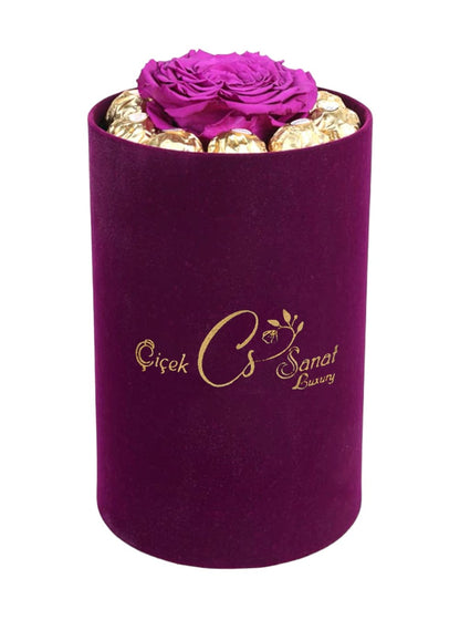 Purple Magic Solmayan Gül ve Çikolata
