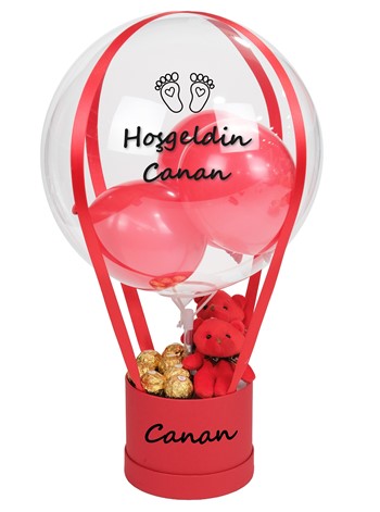 Kırmızı Konsept Ayıcık ve Çikolata Balon Kutusu