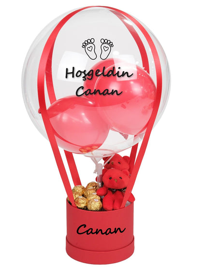 Kırmızı Konsept Ayıcık ve Çikolata Balon Kutusu