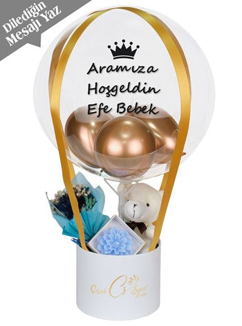 Yenidoğan Bebek Mavi Balon Kutusu Gold