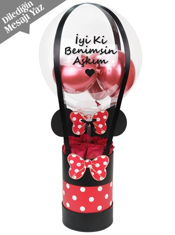 Mickey Kutuda Kırmızı Güller Balon Kutusu