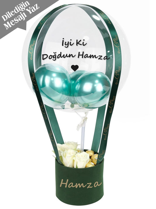 Gül ve Çikolata Kişiye Özel Balon Kutusu