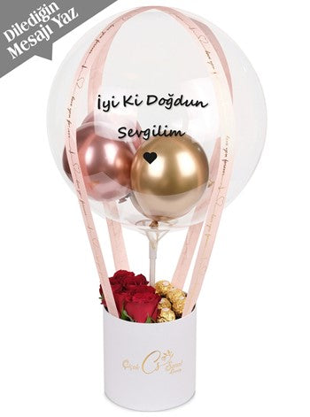Julia Çiçekli Balon Kutusu Kişiye Özel