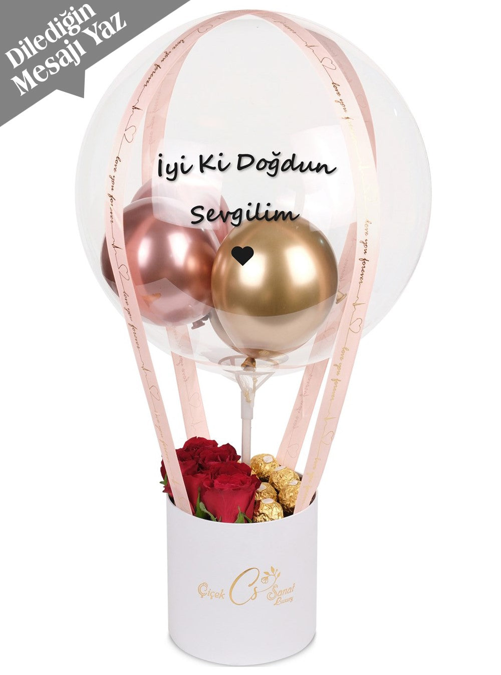 Julia Çiçekli Balon Kutusu Kişiye Özel