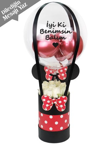 Mickey Kutuda Beyaz Güller Balon Kutusu