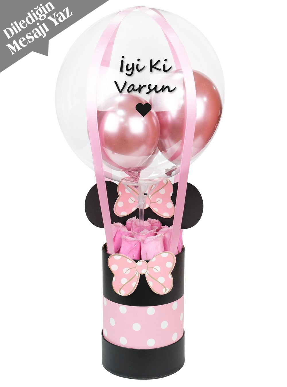 Mickey Kutuda Pembe Güller Balon Kutusu