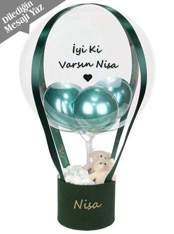 Green Box Teddy Rose Balon Kutusu