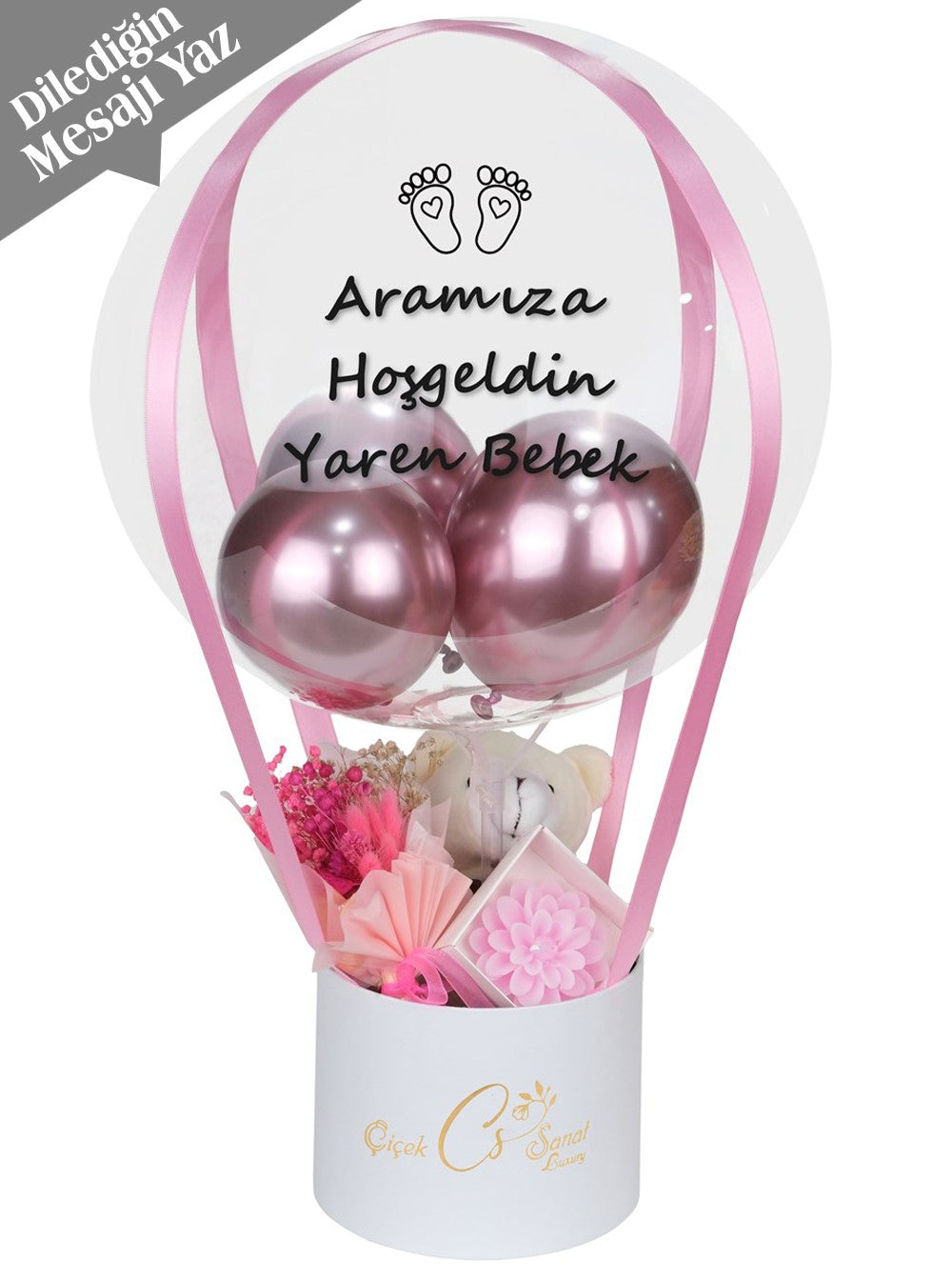 Hoş geldin Bebek Balon Kutusu Beyaz