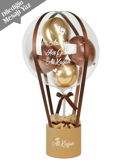 Kahverengi Gold Şık Balon Kutusu Tasarımı