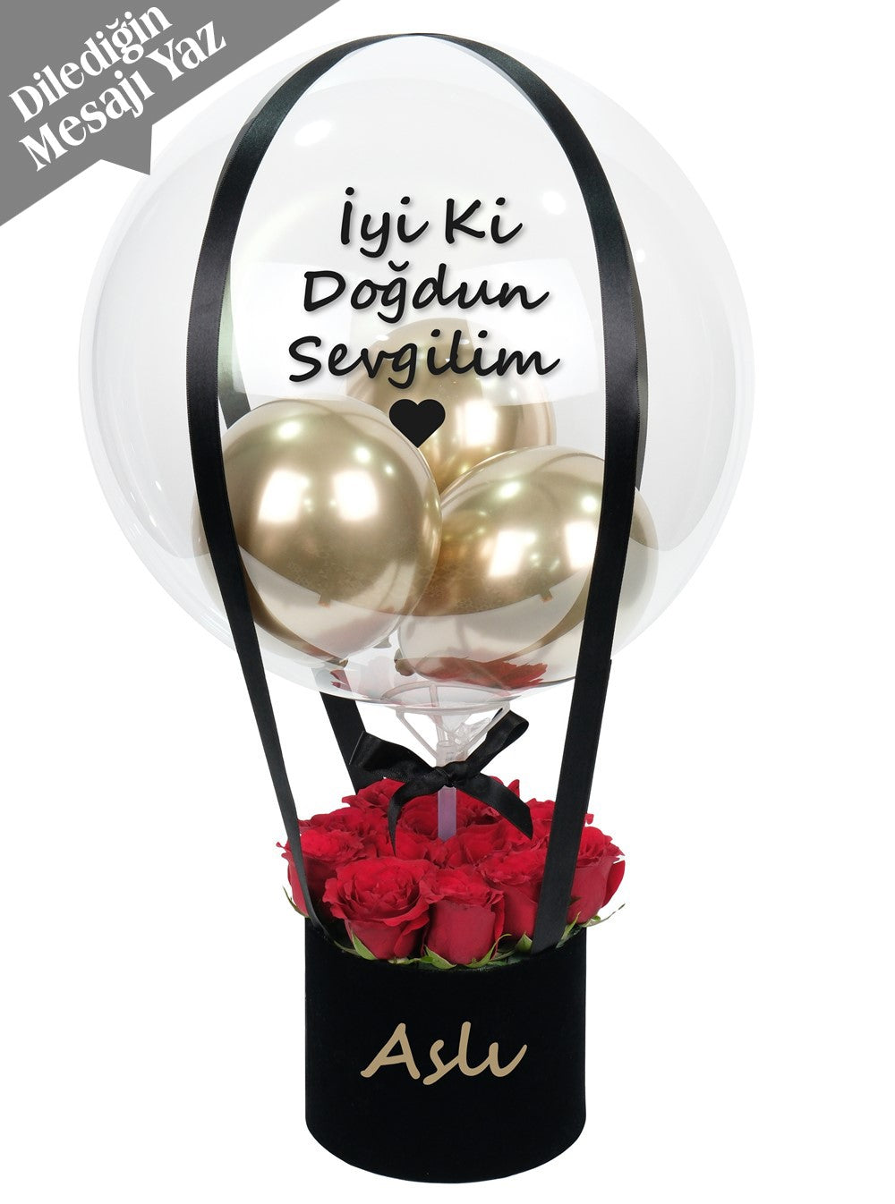 Kutuda Kırmızı Gül Balon Kutusu