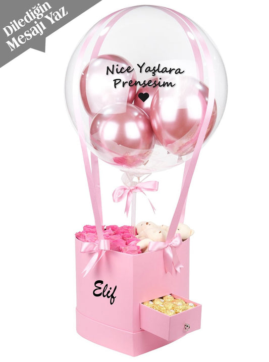 Pembe Kalp Çekmeceli Balon Kutusu v2
