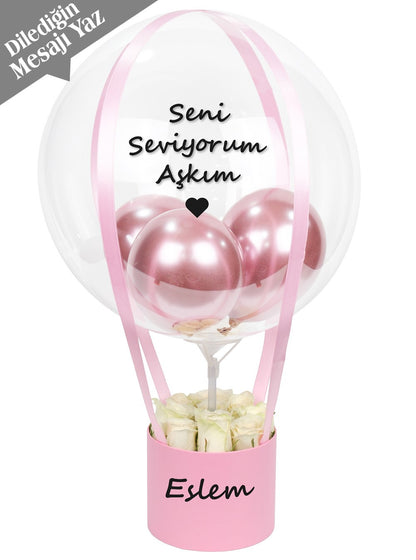 Beyaz Güller Balon Kutusu