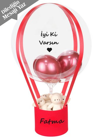 Kişiye Özel Balon Kutusu Kırmızı