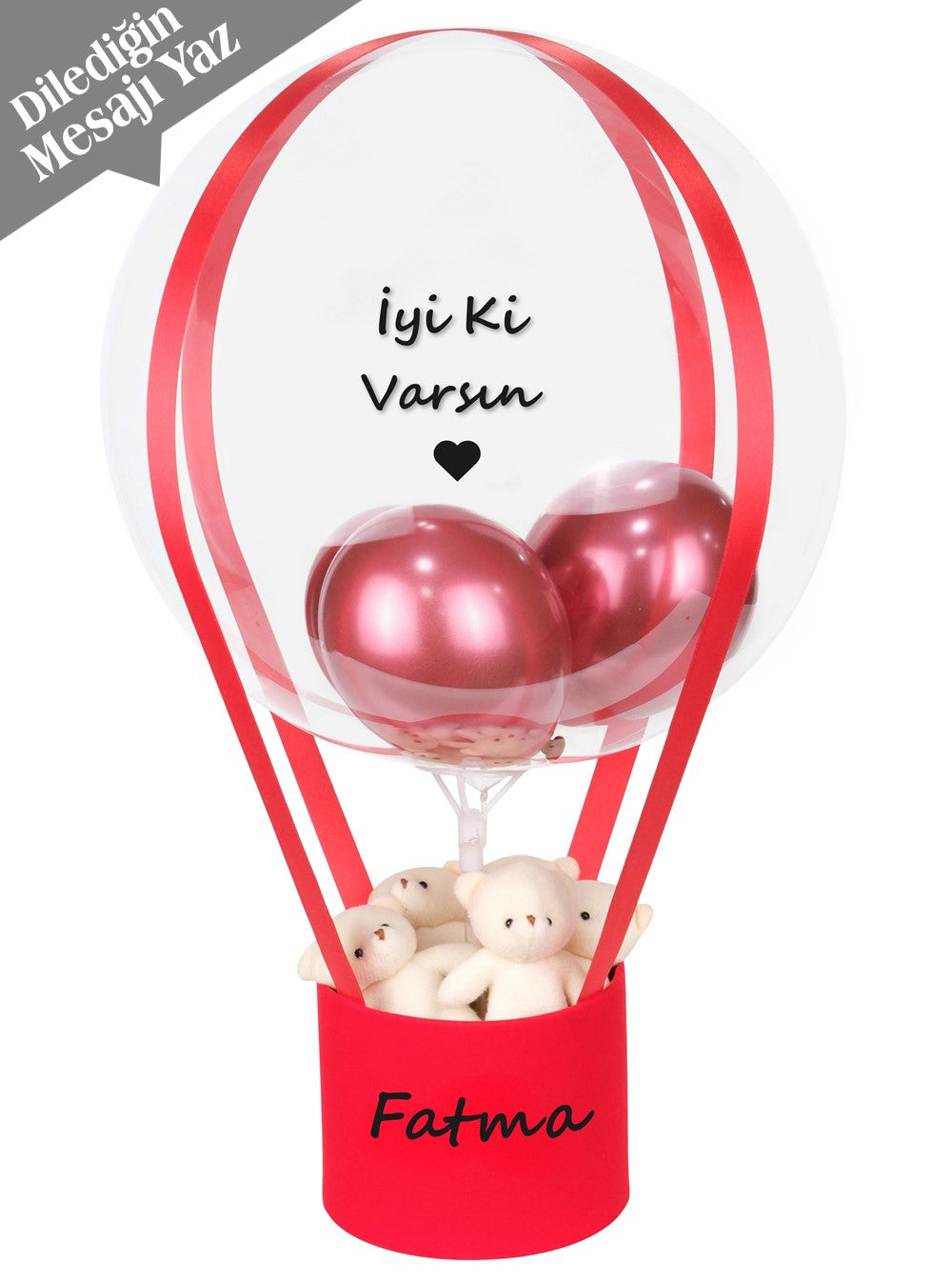 Kişiye Özel Balon Kutusu Kırmızı