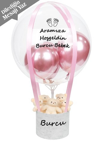 Mermer Desenli Kutuda Yenidoğan Bebek Hediyesi Balon Kutusu