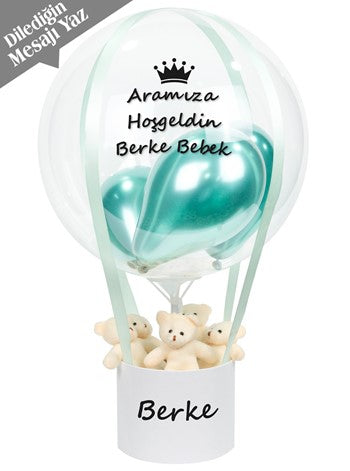 Mermer Desenli Kutuda Ayıcıklı Balon Kutusu