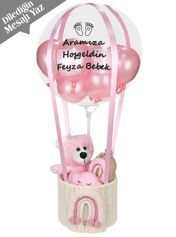 Hoş Geldin Bebek  Makrome Balon Kutusu
