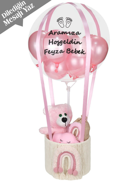 Hoş Geldin Bebek  Makrome Balon Kutusu