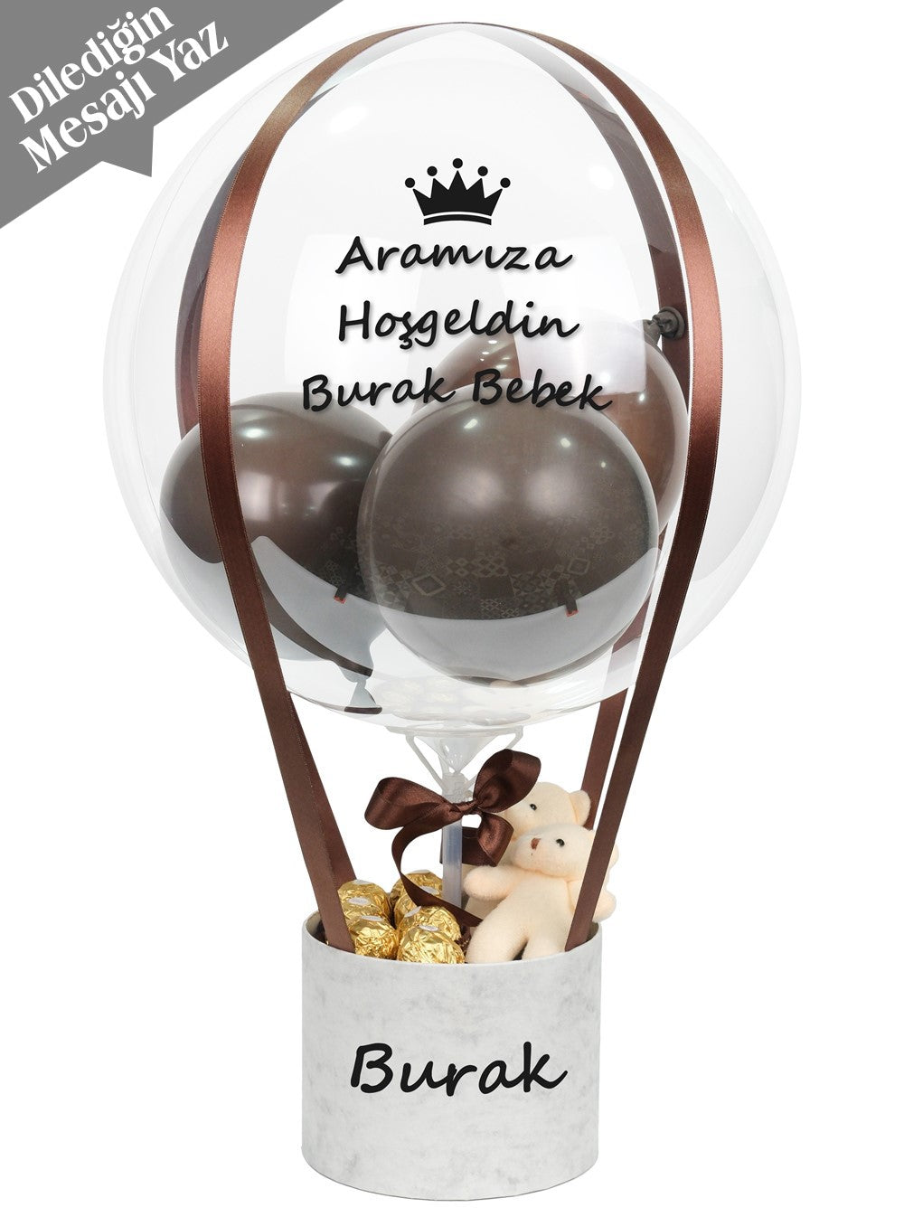 Mermer Desenli Kutuda Çikolata ve Ayıcık