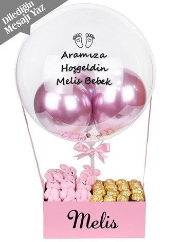 Pink Dream Yenidoğan Bebek Balon Kutusu Çikolatalı