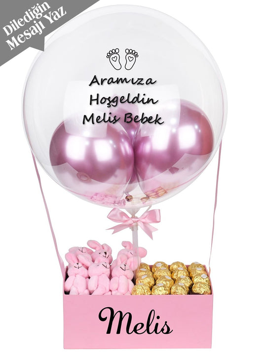 Pink Dream Yenidoğan Bebek Balon Kutusu Çikolatalı