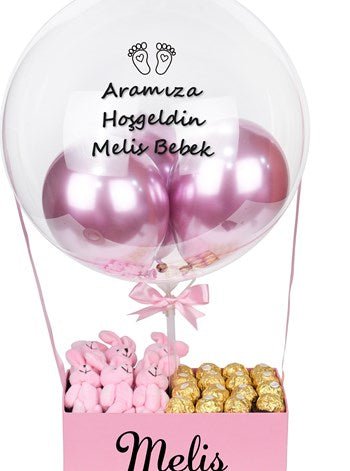 Pink Dream Yenidoğan Bebek Balon Kutusu Çikolatalı
