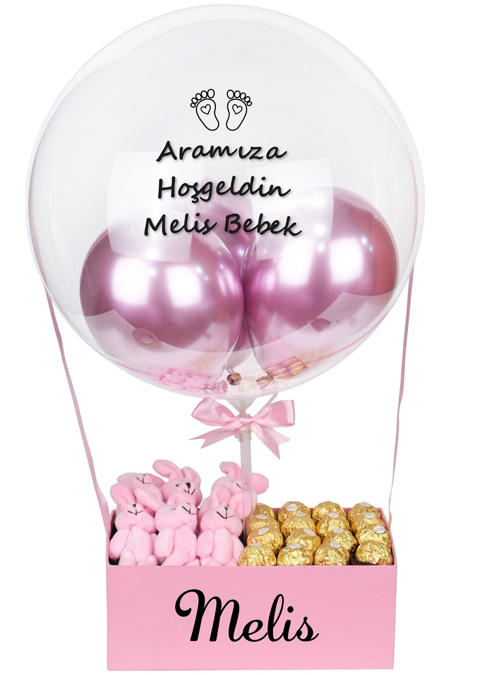 Pink Dream Yenidoğan Bebek Balon Kutusu Çikolatalı