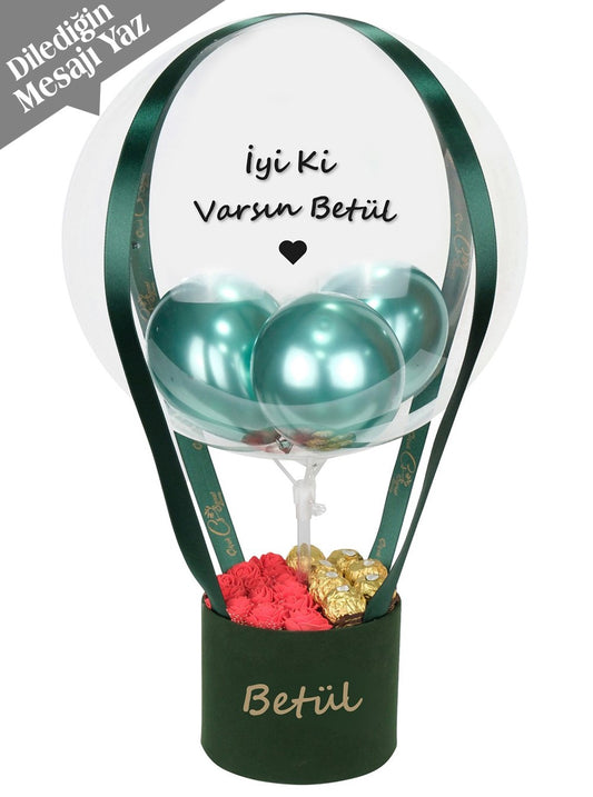 Green Box Chocolatte and Rose Balon Kutusu