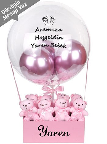 Pink Balon Kutusu Yenidoğan Bebek Balon Kutusu