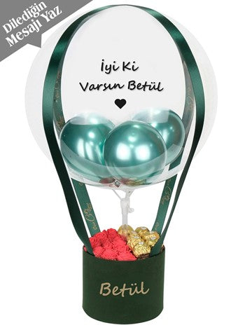 Green Box Teddy Rose Balon Kutusu