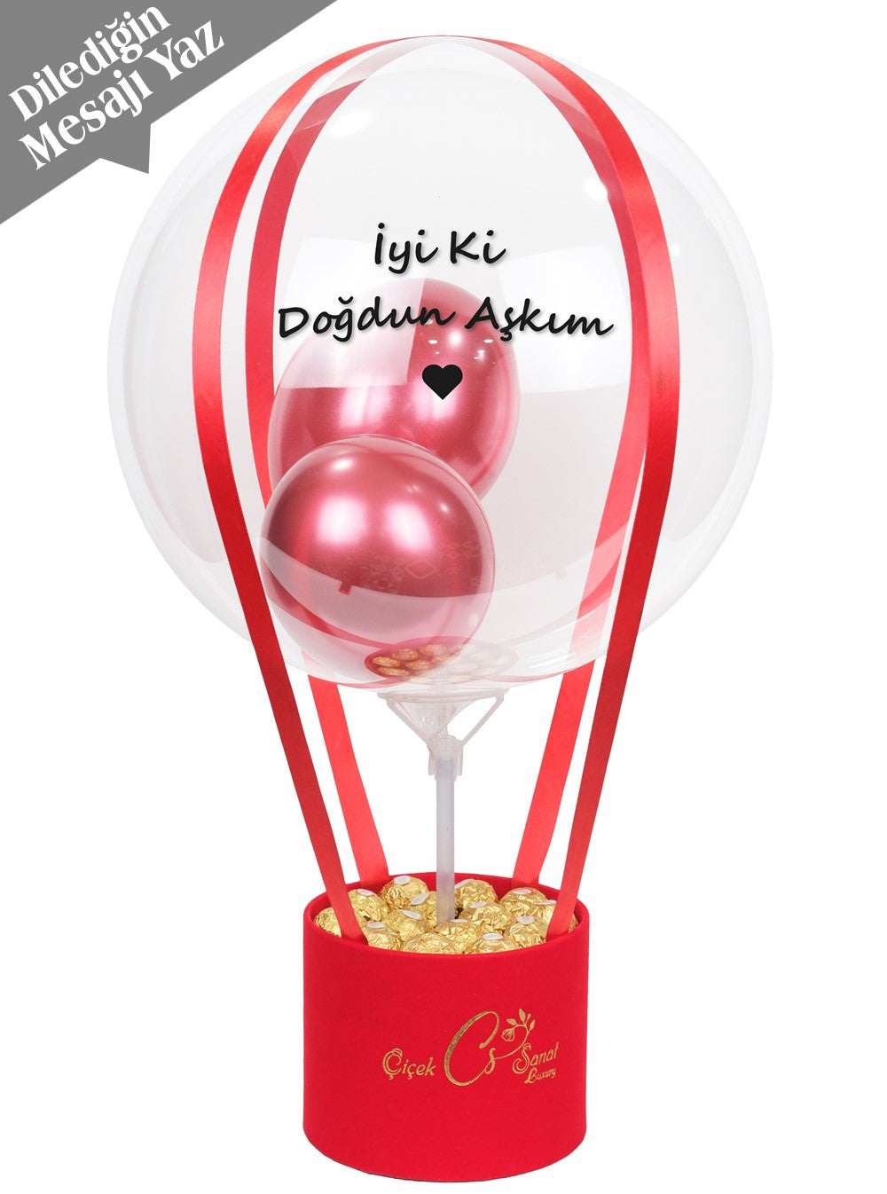 Kırmızı Balon Kutusu Kişiye Özel
