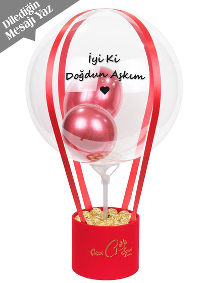 Kırmızı Balon Kutusu Kişiye Özel